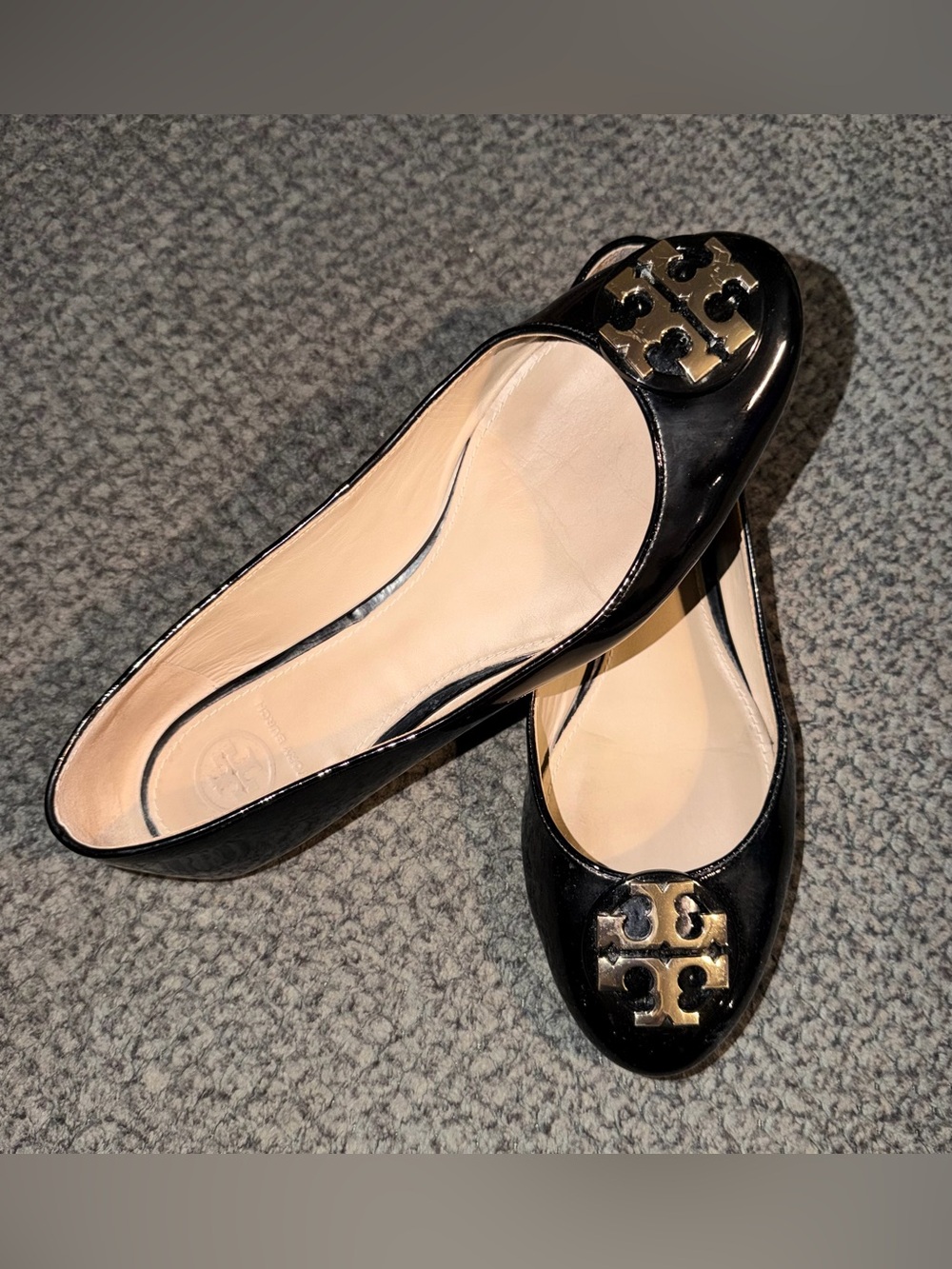 Tory Burch Claire Patent Leather Ballet Flats Size-7.5